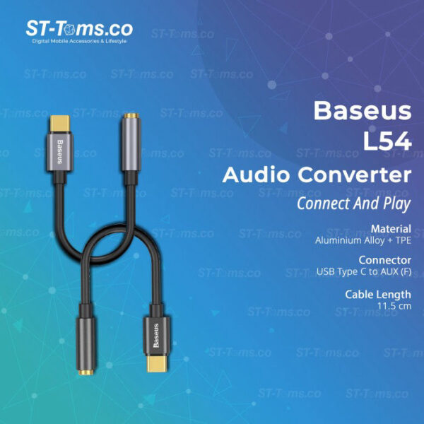 BASEUS L54 Adpatateur USB-C vers Jack 3,5mm M/F (Noir)