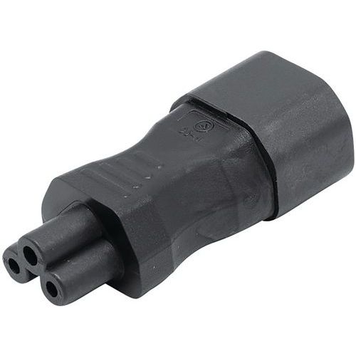 ADAPTATEUR IEC C14 (M) vers IEC C5 (F) Monobloc Coudé * 809080
