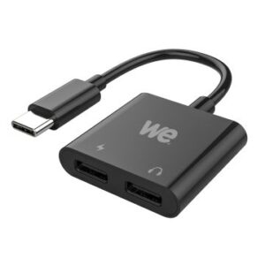 WE - Adaptateur USB-C (M) vers 2xUSB-C (F) Charge+Audio * Noir