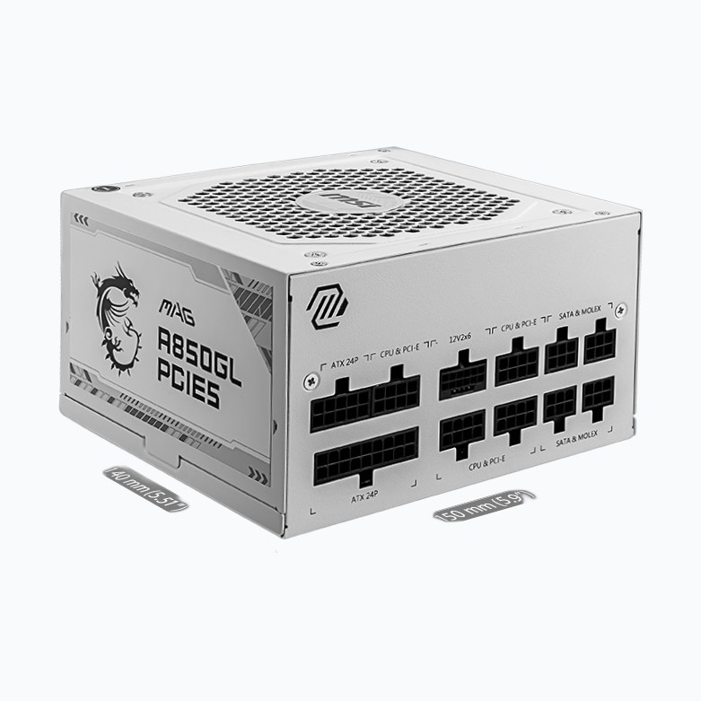 ALIMENTATION MSI ATX 850W 80+ GOLD FM - MAG A850GL * Blanc