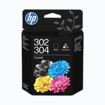 HP 302/304 Tri-color/Black Ink Crtg 2-Pk