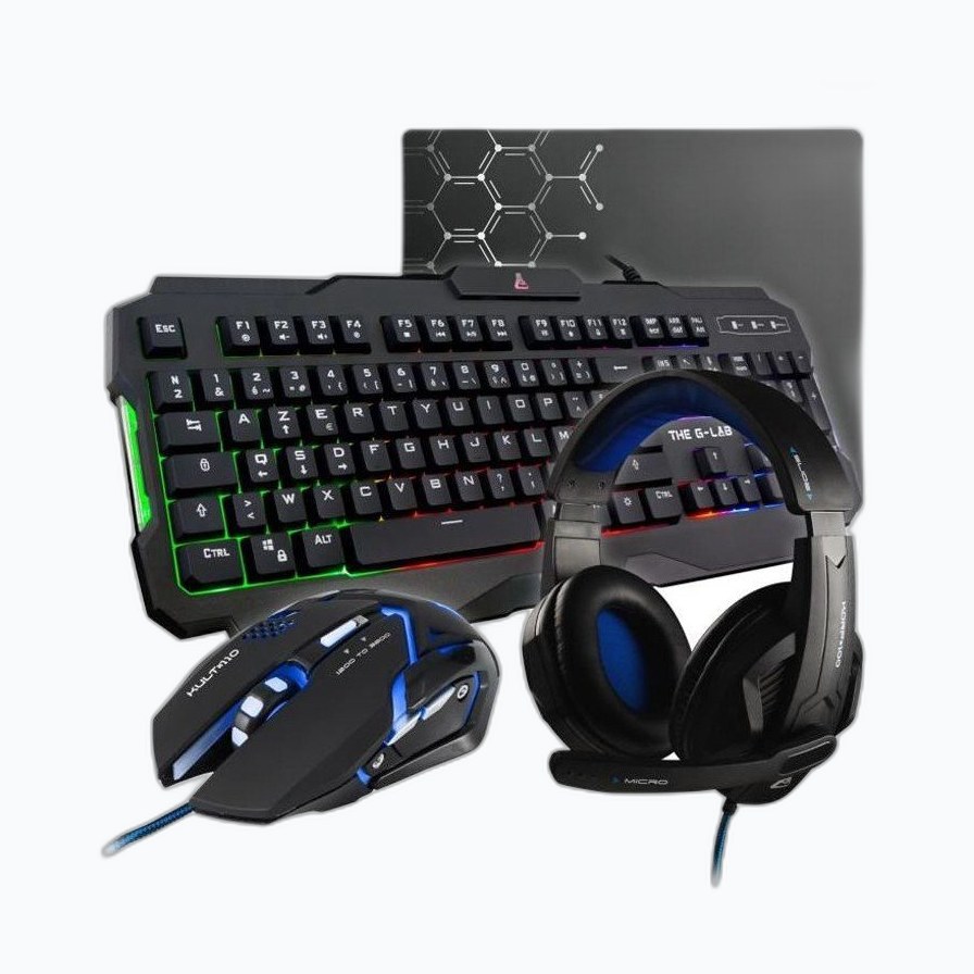 THE G-LAB COMBO ARGON Combo de jeu-4 en 1- Membrane-Rainbow - 3200DPI