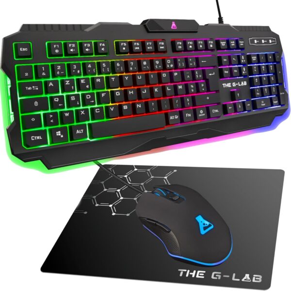 THE G-LAB COMBO TITAN B/FR Pack clavier&souris Mécanique RGB 12800DPI