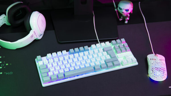 THE G-LAB KEYZ-CAE-TKL-WG Clavier GAMING Membrane RGB TKL Blanc Gris
