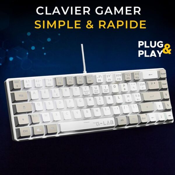 THE G-LAB KEYZ-HYDRO-WG CLAVIER GAMING Membrane 60% 2 coul.