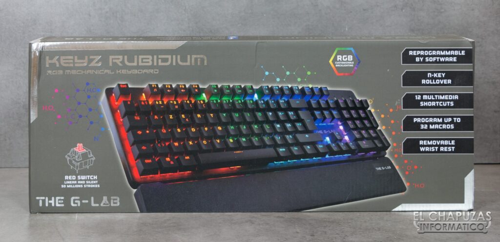 THE G-LAB KEYZ-RUBI Clavier GAMING Méca. RGB Red Sw Repose poig Blanc