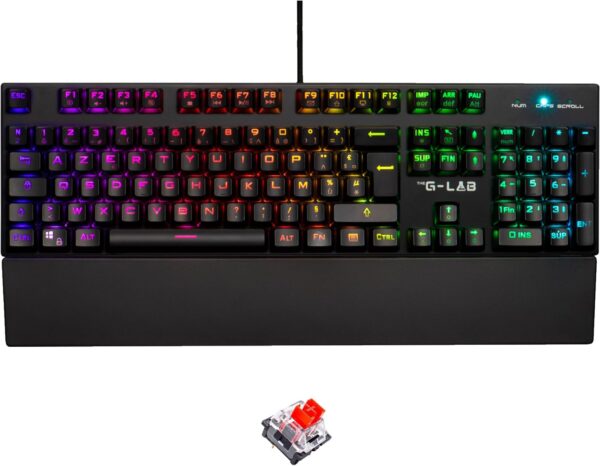 THE G-LAB KEYZ-RUBI Clavier GAMING Méca. RGB Red Sw Repose poig Blanc