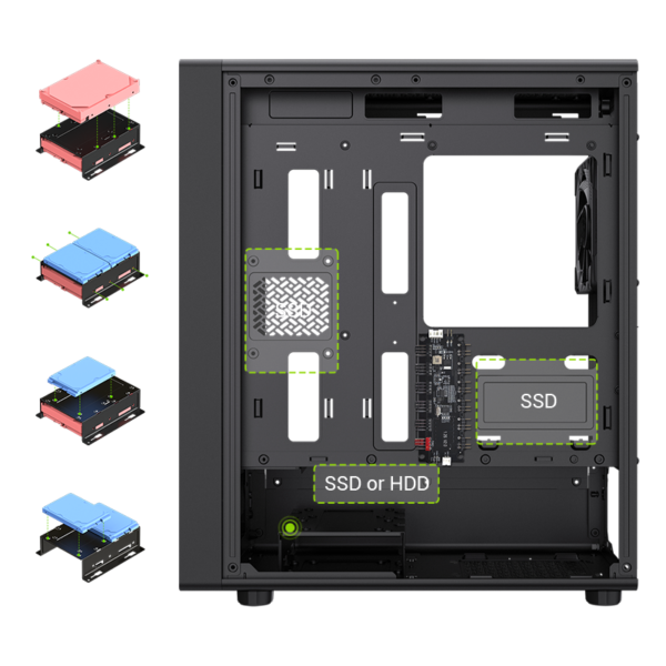 BOITIER GameMAX AERIS 330 MB Gaming MT/sans ALIM./M-ATX * Black