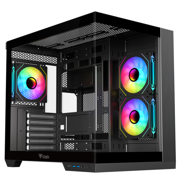 BT Moyen ATX iTek Dark Cave Aku RGB - vitrés (Noir) * ITGCADCAKB