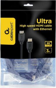 Cordon HDMI 2.1-8K- Type A Mâle/Mâle 3M sachet brochable