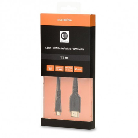 D2 - CABLE HDMI (M/M) 1.4 3m Fiches Or * D2HDMI300MU * Boîte