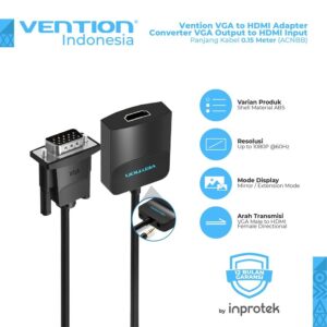 Convertisseur Vention VGA vers HDMI + Jack 3.5mm 0.15m (Noir) - ACNBB
