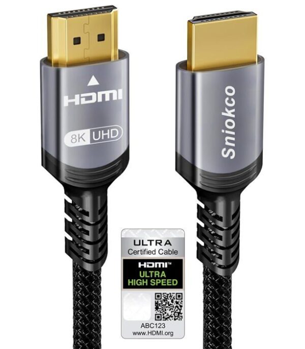 Câble HDMI 2.1V 1m 30AWG OD:6.5mm Plaqué Or (M/M)