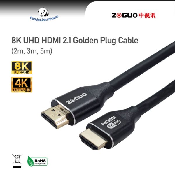 Câble HDMI 2.1V 3m 30AWG OD:6.5mm Plaqué Or (M/M)
