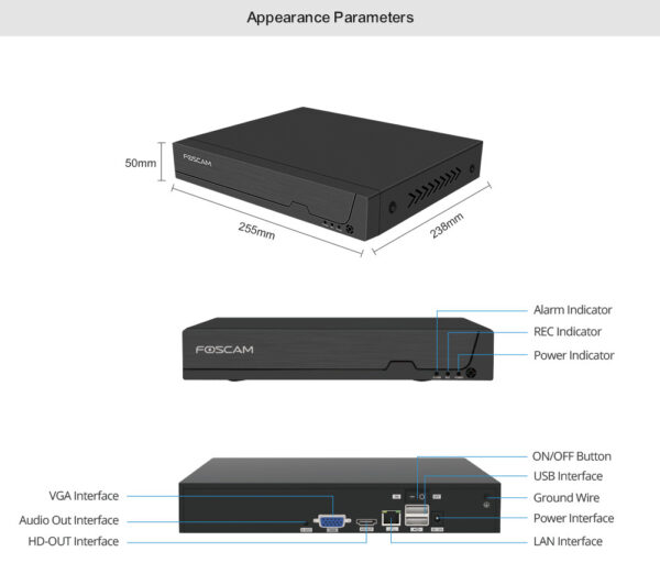 FOSCAM FN9108HE Enregistreur NVR 8ch FHD PoE VGA/HDMI (Nu)