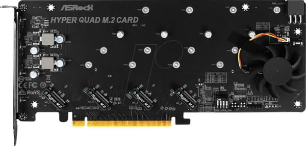 CONTROLEUR ASRock PCIe 4.0 16x Hyper Quad NVMe/M.2 90-MCA0G0-00UANZ