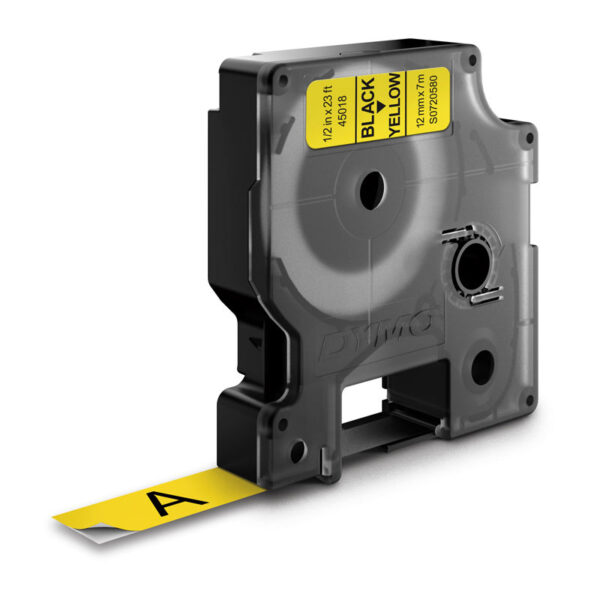 DYMO D1 - Standard Étiquettes - Noir sur jaune - 12mm x 7m