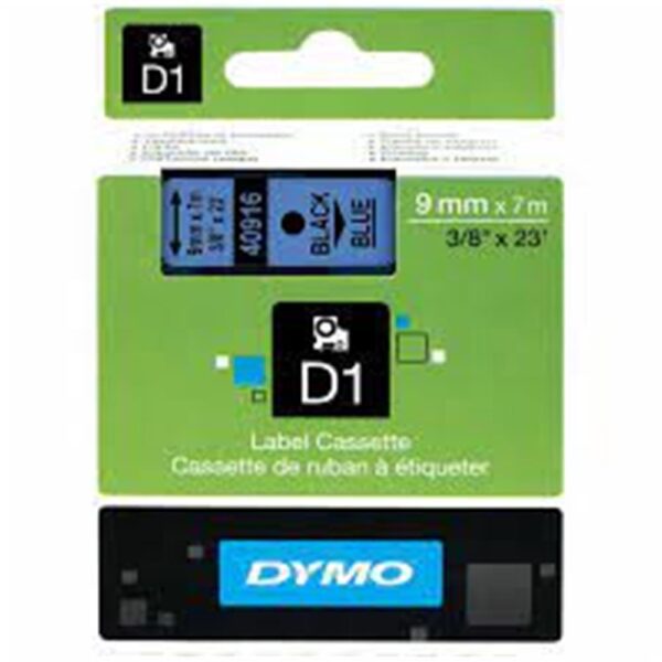 DYMO D1 - Standard Étiquettes - Noir sur bleu - 9mm x 7m