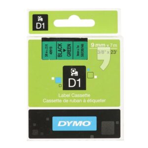 DYMO D1 - Standard Étiquettes - Noir sur vert - 9mm x 7m