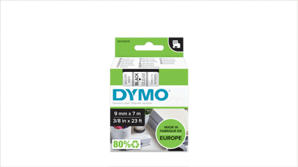 DYMO D1 - Standard Étiquettes - Noir sur vert - 9mm x 7m
