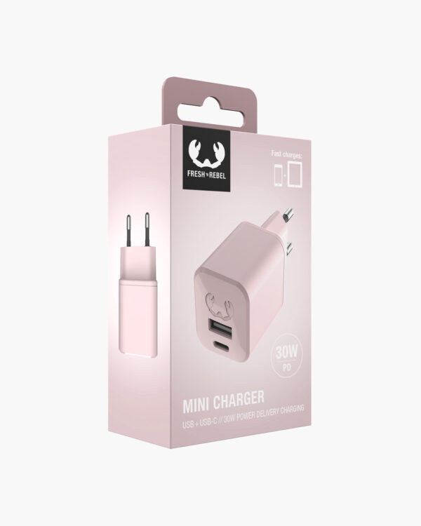 FRESH N REBEL - Mini Charger USB-C PD // 20W - Smokey Pink