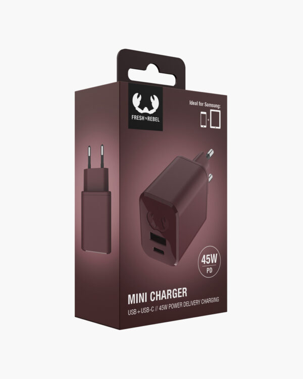 FRESH N REBEL - Mini Charger USB-C PD // 45W + USB-C Cable - Deep Mau