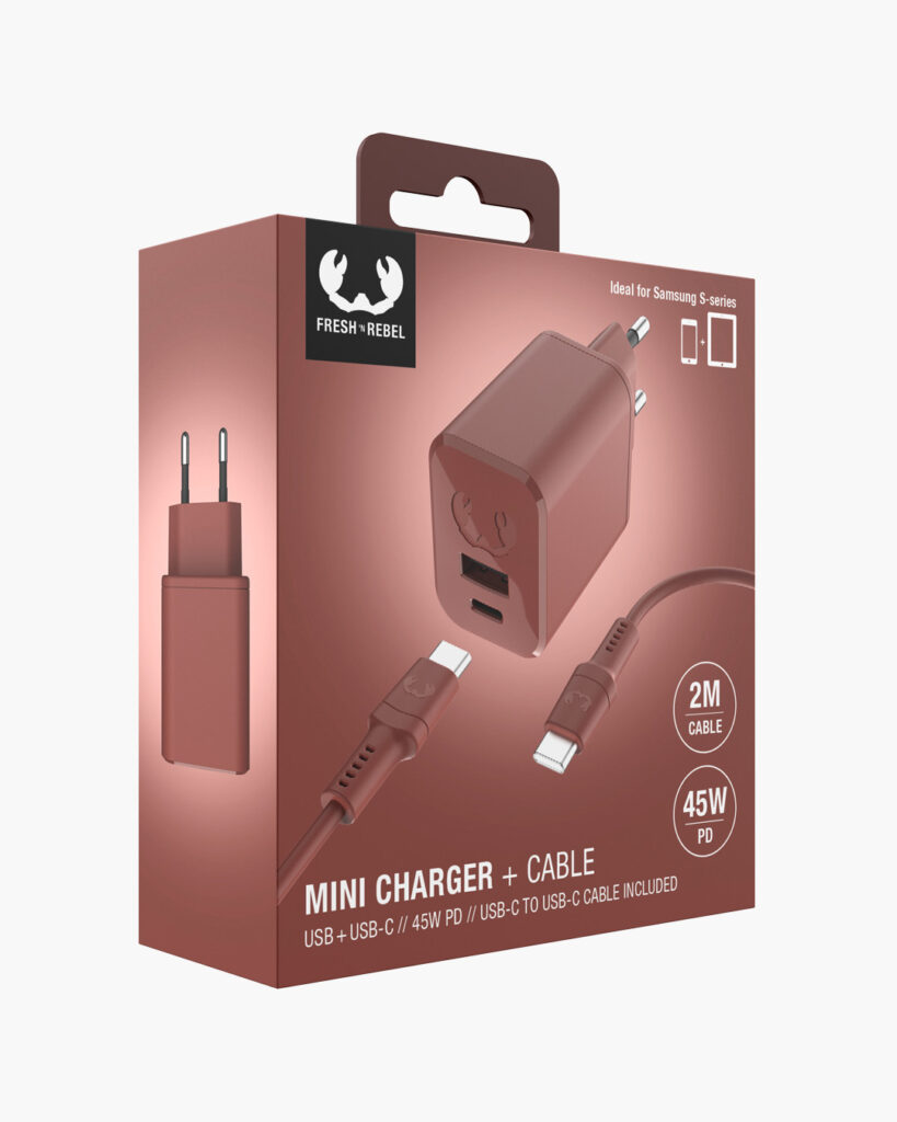 FRESH N REBEL - Mini Charger USB-C PD // 45W + USB-C Cable - Safari R