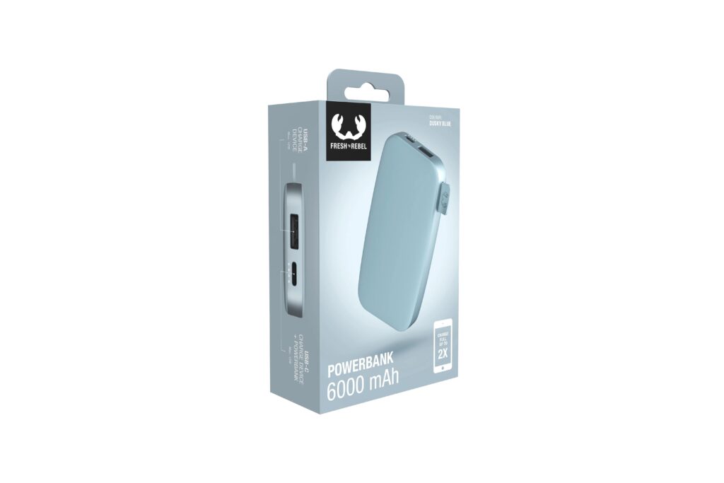 FRESH N REBEL - Powerbank 6000 mAh USB-C - Fast Charging - Dusky Blue