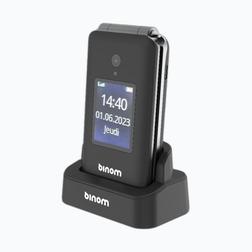 Binom X3 Senior Flip Phone 2,8 4G à Clapet +GPS SOS/BTO * Noir