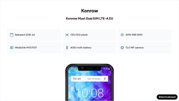 KONROW MUST 5,85 HD+ DS Octa 4/64Go 2cam. 4000mAh Andr * Gold