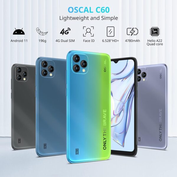 OSCAL C60 6,53'' DS 4G Quad 4/32Go 3Cam 4780mAh Andr11 * Multi