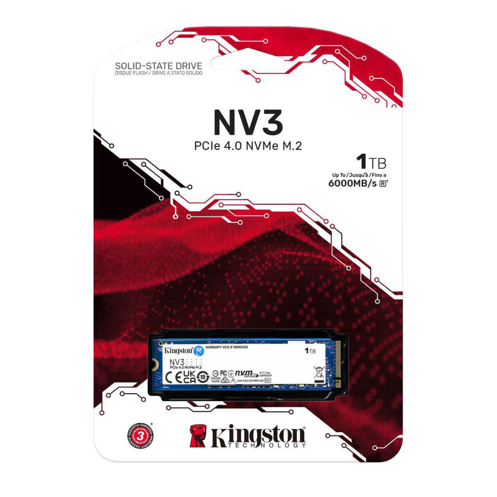 Disque Dur SSD Kingston NV3 1To M.2 NVMe PCIe (Nu) 2280