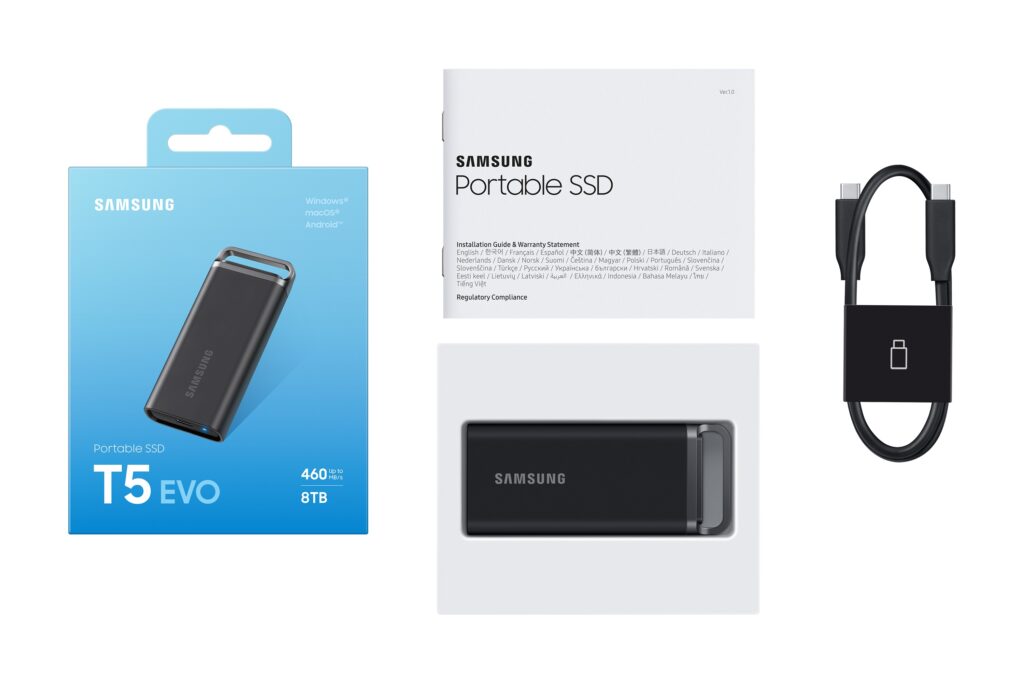 Disque Dur SSD Portable SAMSUNG T5 EVO 8To Noir USB3.2/USBC* MU-PH8T0