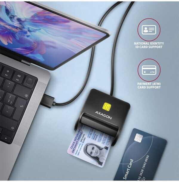 Lecteur de Cartes à puce Axagon CRE-SM3SD USB 2.0 - CRE-SM3SD