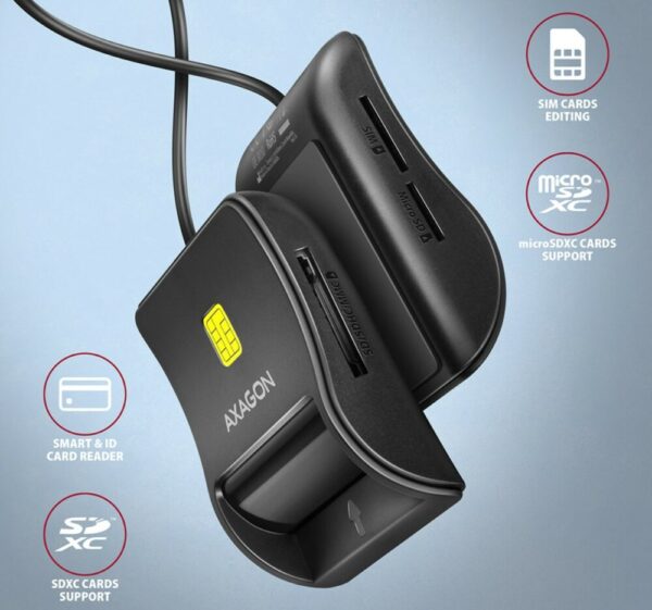 Lecteur de Cartes à puce Axagon CRE-SM3SD USB 2.0 - CRE-SM3SD