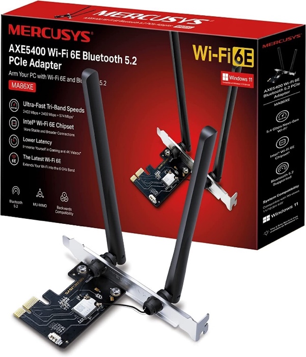 MERCUSYS MA86XE Carte PCIe WiFi 6E AXE5400 +Bluetooth 5.2