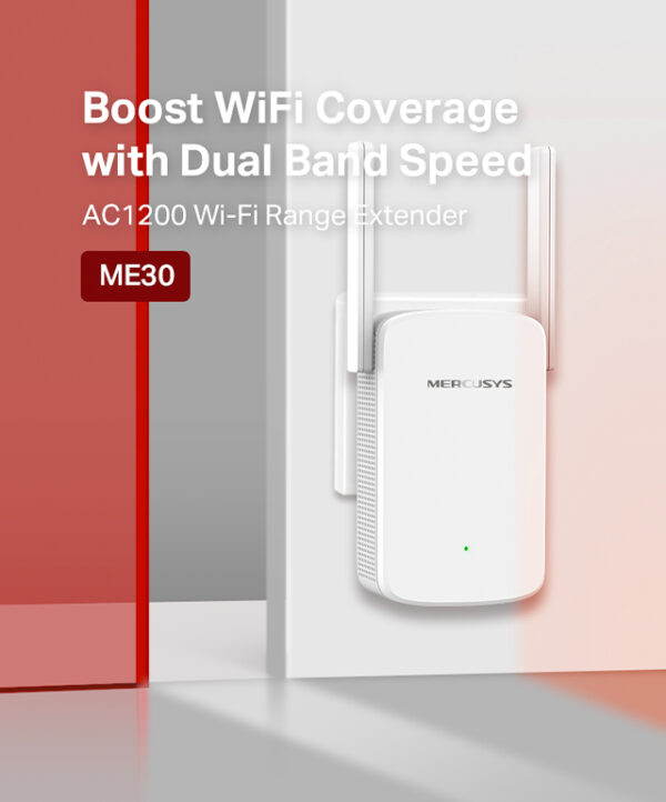 MERCUSYS-ME30 Répéteur Dual Band WiFi Range Extender AC1200 1200Mbps