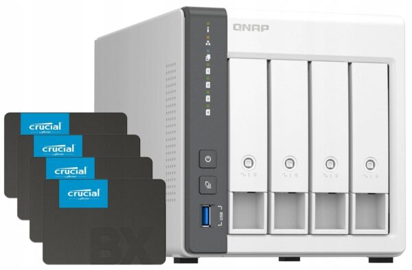 NAS QNAP TS-433-EU 1U Quad 2,0GHz 4Go 4xSATA3 2,5 GbE rackable