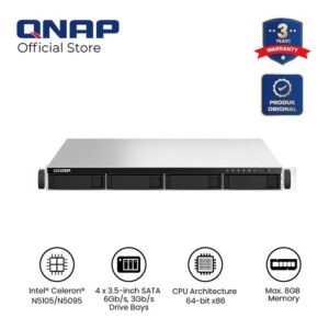 NAS QNAP TS-464U-8G 1U/N5095 8+4Go 4xSATA3 3,5/2,5/SSD