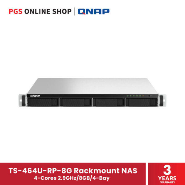 NAS QNAP TS-464U-8G 1U/N5095 8+4Go 4xSATA3 3,5/2,5/SSD