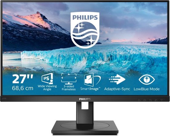 Philips Écran S-line LCD 27" VGA DVI-D DisplayPort HDMI USB DP x 1x 1.2 Rotation • Inclinaison • Hauteur • Pivot