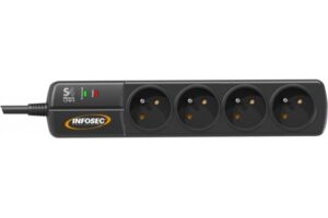 INFOSEC S4 Black Line II Parasurtenseur 4 Prises FR 1,5 m - 2Y