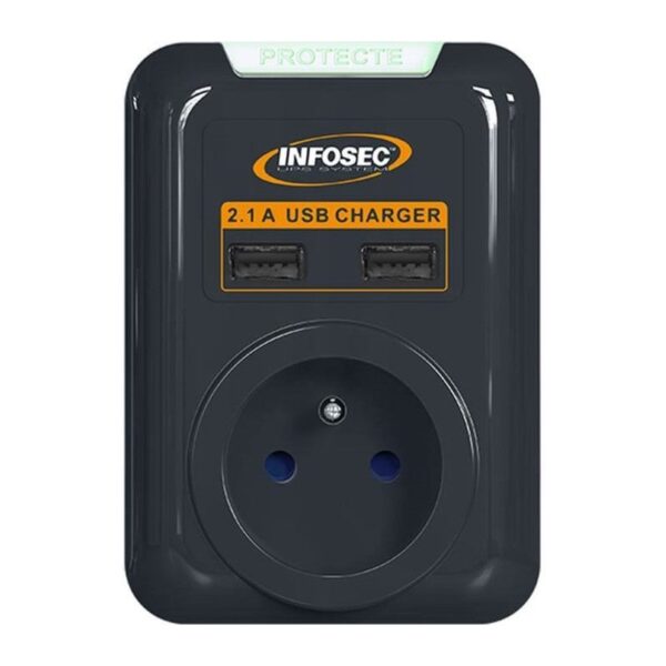 INFOSEC S4 Black Line II Parasurtenseur 4 Prises FR 1,5 m - 2Y