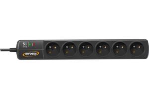 INFOSEC S6 Black Line II Parasurtenseur 6 Prises FR 1,5 m - 2Y