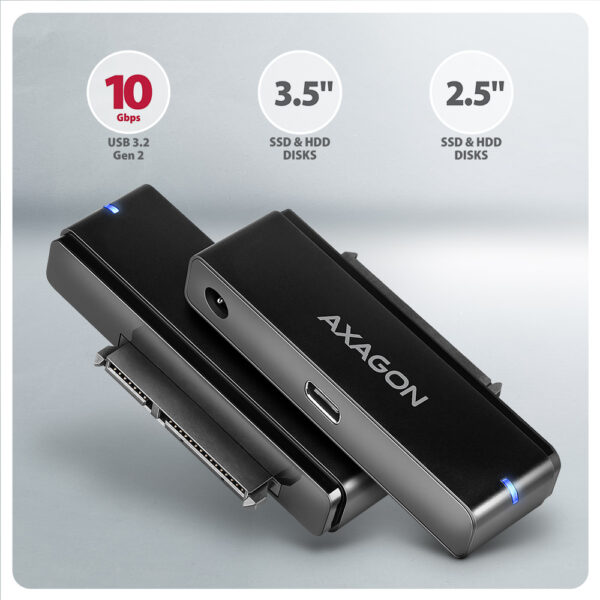 Adaptateur USB 3.2 Axagon ADSA-FP2A vers S-ATA 2,5 SSD/HDD auto-alim