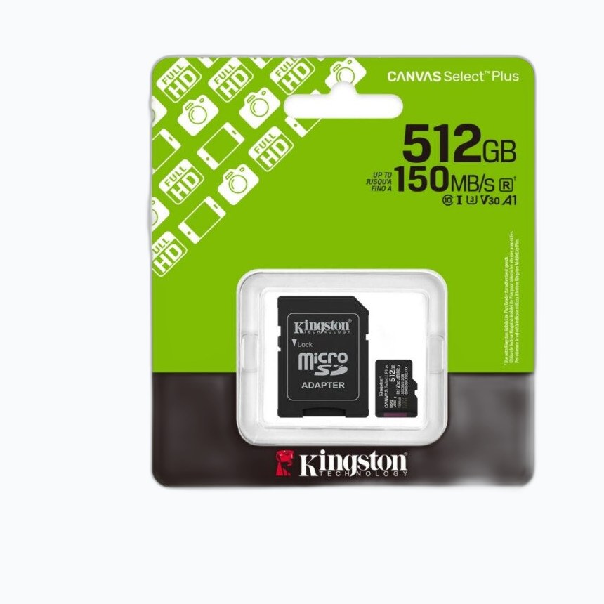 MicroSD 512Go Kingston UHS-I Canvas Select+ c10 U3 * TCP 4.60€ incl.