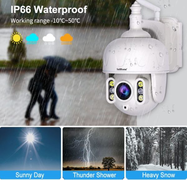 SriHome SH028C-5MP * Caméra IP 5MP PTZ EXT. Bi-Dir IR WiFi/4G ONVIF