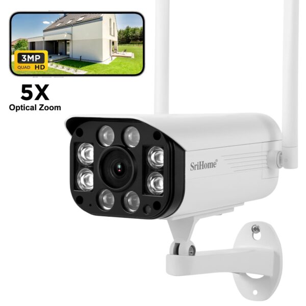 SriHome SH031-3MP * Caméra IP 3MP H.265 EXT. Bi-Dir. IR WiFi ONVIF