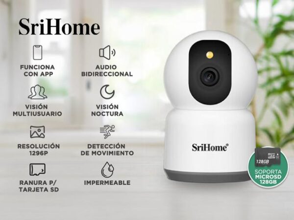 SriHome SP008-5MP * Caméra IP 5MP H.265 EXT. Bi-Dir. IR WiFi ONVIF