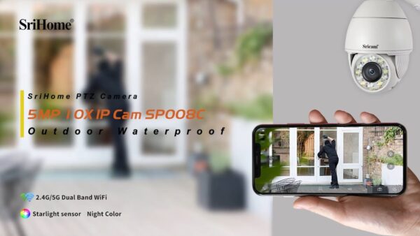SriHome SP008-5MP * Caméra IP 5MP H.265 EXT. Bi-Dir. IR WiFi ONVIF